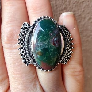 ***SALE*** New Bloodstone 925 Silver Ring.